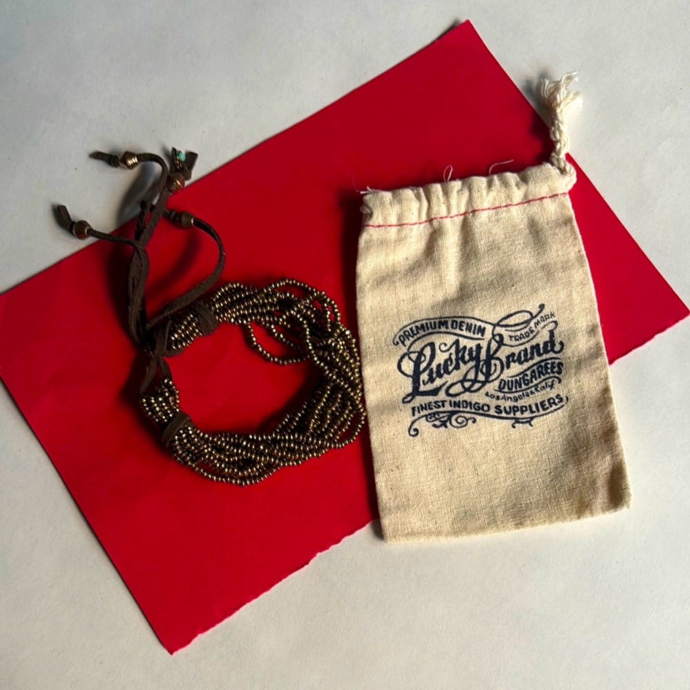 Lucky Brand Beaded Bracelet with Pouch Adjustable